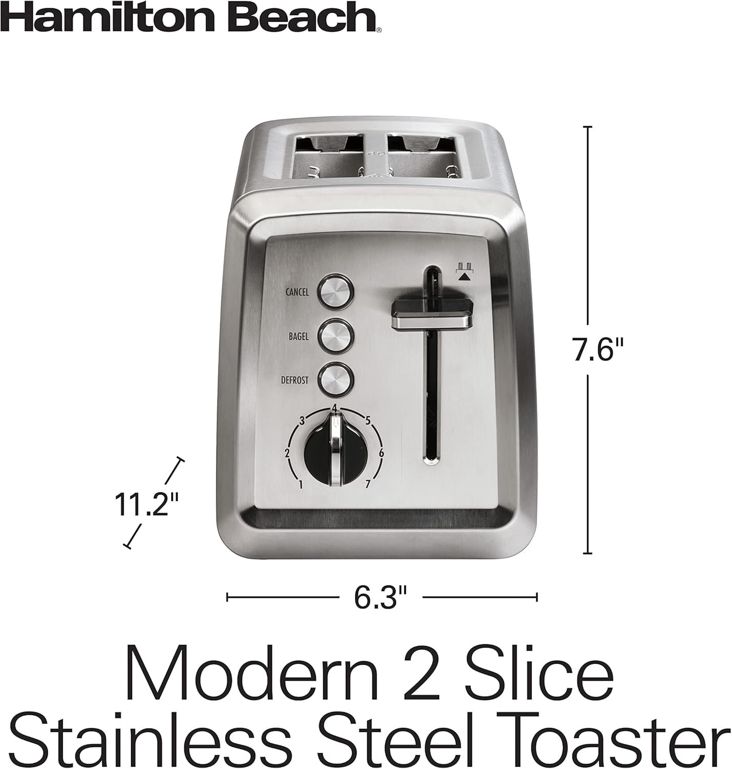 Hamilton Beach 2 Slice Toaster with Extra-Wide Slots, Bagel Setting, Toast Boost, Slide-Out Crumb Tray, Auto-Shutoff & Cancel Button, Defrost Function, Stainless Steel (22794) - Image 8
