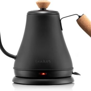 Bodum 27oz Bistro Gooseneck Electric Water Kettle, Pour Over Coffee & Tea, Stainless Steel, Matte Black
