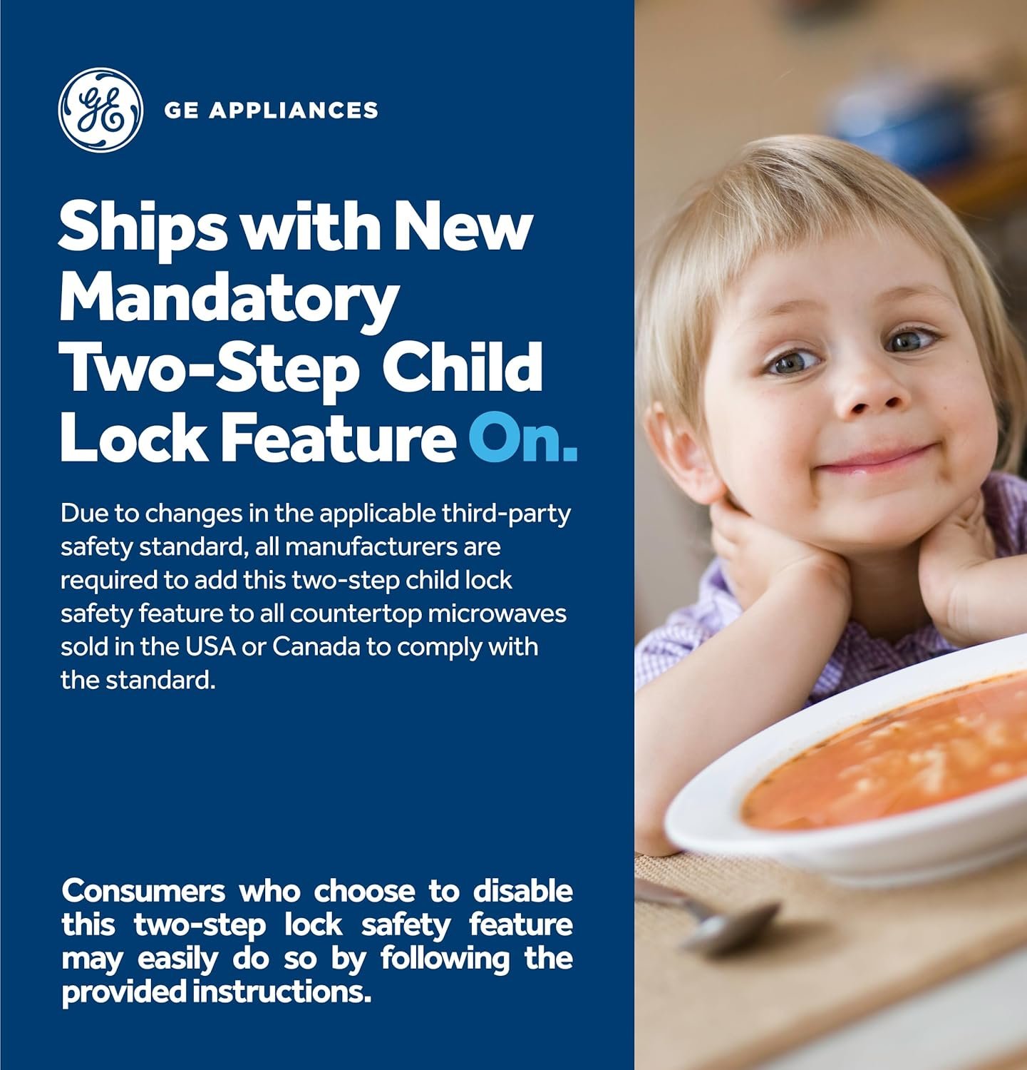 GE GCST16S1WTS Microwave Oven, 1,150-watt 8 Auto Cooking Settings, Child-Lock Technology, Kitchen Essentials for The Countertop, Dorm Room or Apartment, 1.6 Cu. Ft, Black Stainless - Image 2