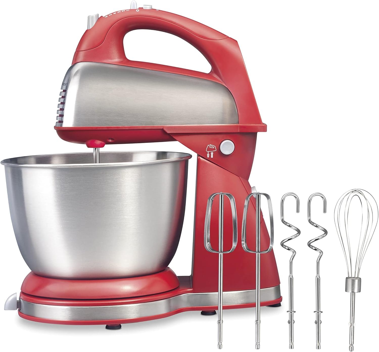Hamilton Beach Classic Stand and Hand Mixer, 4 Quarts, 6 Speeds with QuickBurst, Bowl Rest, 290 Watts Peak Power, Red (64654) & Electric Automatic Can Opener with Auto Shutoff - Image 2