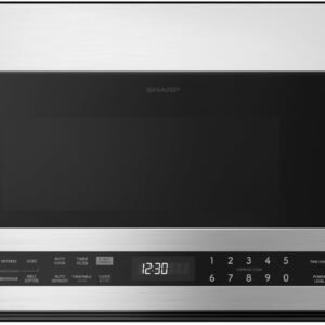 SHARP Smart Over the Range Microwave Oven with 13.6″ Carousel Turntable, 30-inch, 1.7 Cubic Feet, 1,000 Watt, 300CFM Fan, Sensor Cooking, Works with Alexa, Edge to Edge Black Glass with Stainless