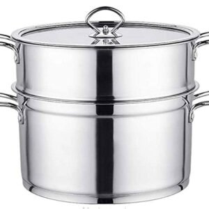 Stainless Steel Steamer， 2Tier Steamer Multi Veg Cooker Stainless Steel Pot Pan Set with Lid, Premium Stainless Steel 2 Tier Steamer