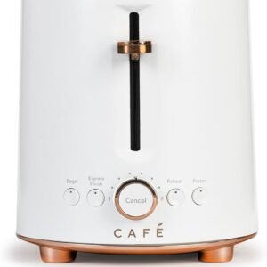 Café Express Finish 2-Slice Toaster | Extra-Wide Slots, Extra Lift for Waffles, Pastries, Texas Toast & More | 4 Pre-Set Functions, 8 Shade Options | Countertop Kitchen Essentials | Matte White
