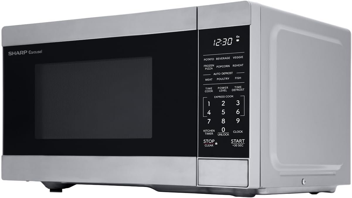 SHARP Compact Countertop Microwave Oven with Removable 10" Carousel Turntable, 700 Watt, 0.7 Cubic Feet, Stainless Steel - Image 2