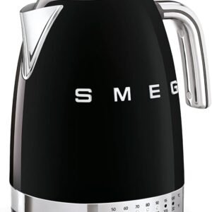 SMEG 7-Cup Variable Temperature Electric Kettle – Retro Style Aesthetic with Advanced Technology – Stainless Steel, 1400W, 120V, 360° Swivel Base, Keep Warm Function (Black)