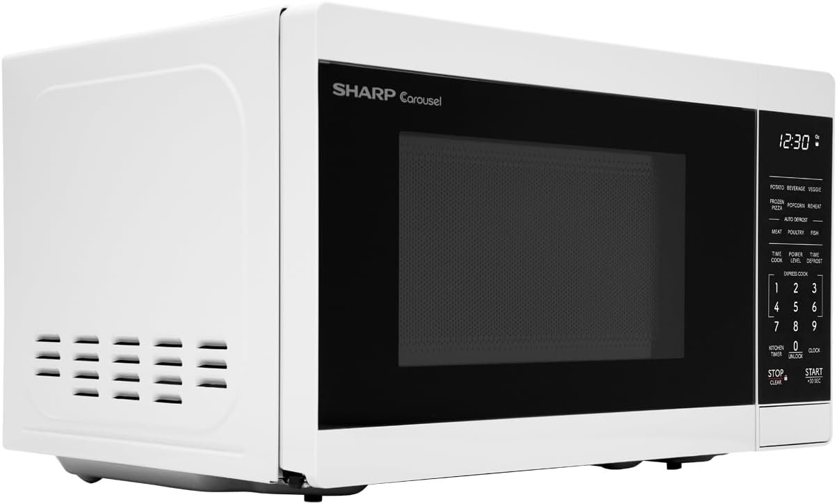 SHARP Compact Countertop Microwave Oven with Removable 10" Carousel Turntable, 700 Watt, 0.7 Cubic Feet, White - Image 3