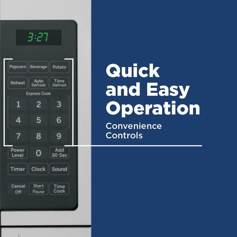 GE GCHK07N1WWW Microwave Oven, 700-watt 6 Auto Cooking Settings, Child-Lock Technology, Kitchen Essentials for The Countertop, Dorm Room or Apartment, 0.7 Cu. Ft, White - Image 2