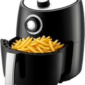 NutriChef Air Fryer – 1000w 2 Quart Capacity Personal Air Fryer, Conserve Counterspace, Oil-free cooking with Removable Deep Non-Stick Fry Basket, Black