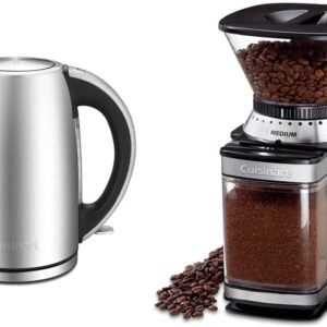 Cuisinart JK-17P1 Cordless-Electric-Kettle, 1.7-Liter, Stainless Steel & DBM-8 Supreme Grind Automatic Burr Mill