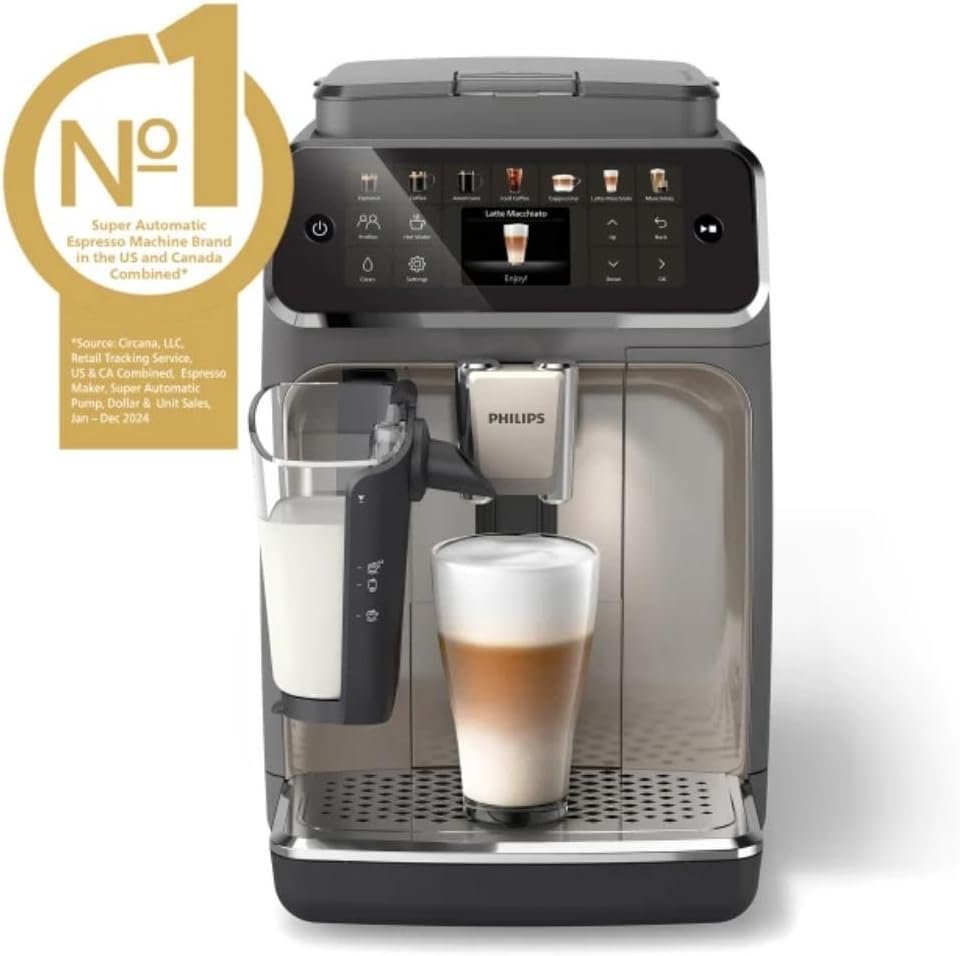 PHILIPS 4400 Series Fully Automatic Espresso Machine – 12 Hot & Iced Coffees, Quick-to-Clean LatteGo Milk System, SilentBrew, QuickStart, Ceramic Grinder, Black Chrome (EP4444/90) - Image 2