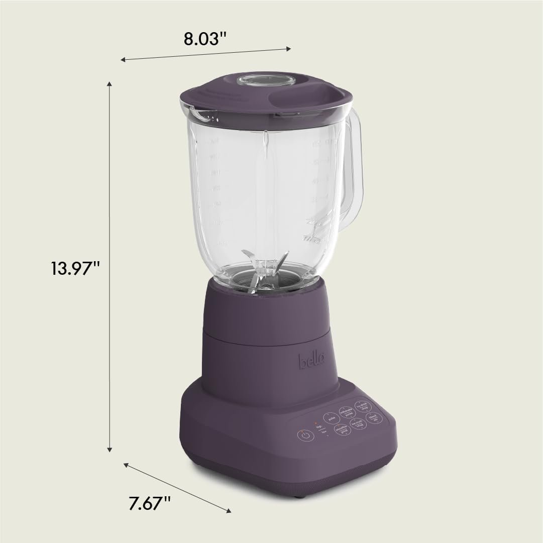bella 10 Speed Countertop Blender, Juicer & Smoothie Maker, Fits-anywhere™ Kitchenware, Slim Flip & Store Design, Dishwasher Safe 48oz Capacity Pitcher & Lid, Stainless Steel Blade, 450 Watt, Plum - Image 7