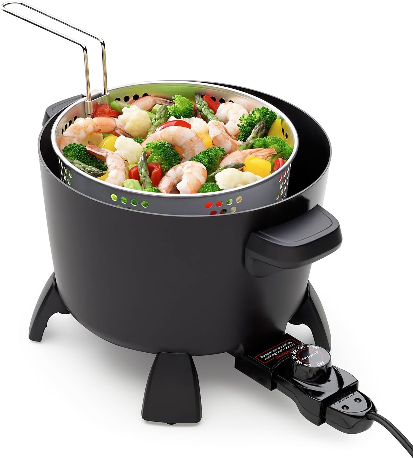 Presto 8-Quart Big Kettle, Steamer and Deep Fryer Multi-Cooker, Black - Image 3