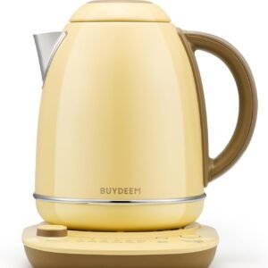 BUYDEEM K740 Electric Kettle with Temperature Control, 12H Keep Warm, Quick Boil, Stainless Steel Hot Water Boiler for Tea Coffee Milk, 1.7L, Mellow Yellow
