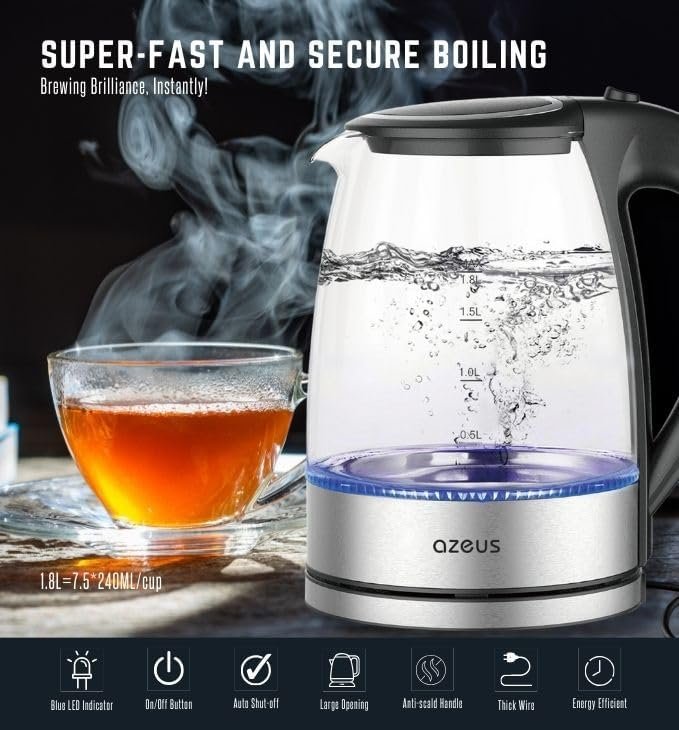 1.8L Electric Kettle CX-817 - Fast Boil, Auto Shut-Off, Boil-Dry Protection, 360° Swivel Base - Stainless Steel Water Boiler for Tea, Coffee, and Hot Water - Image 2