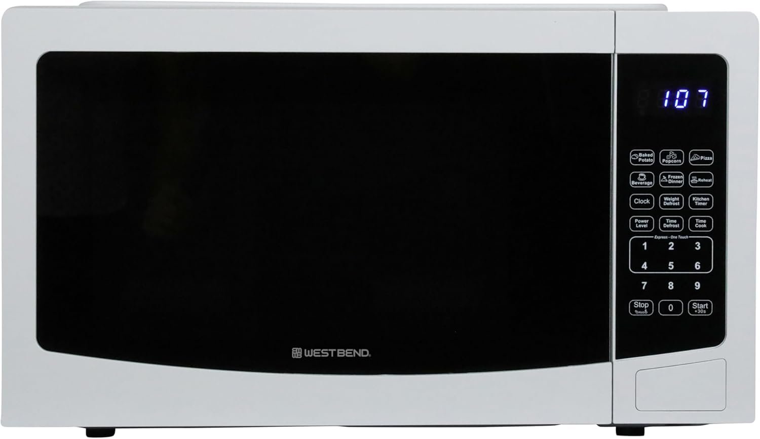 West Bend WBMW110W Microwave Oven 1000-Watts Compact with 6 Pre Cooking Settings, Time and Weight Defrost, Electronic Control Panel and Glass Turntable, White - Image 8