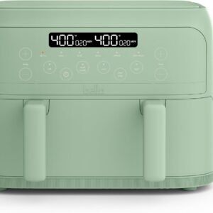 bella 4 Qt TriZone Air Fryer, EverGood™ Ceramic Nonstick Coating, Dual Basket Design w Removable Divider, Digital Touchscreen Control w 6 Preset Cooking Options, 1200 Watt, 3lb Capacity, Seaglass
