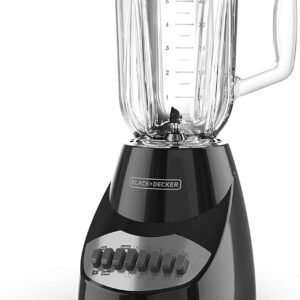 BLACK+DECKER 10-Speed Countertop Blender, Pulse Button, 6-Cup Glass Jar, Dishwasher-Safe, Stainless Steel Blade, Suction Feet