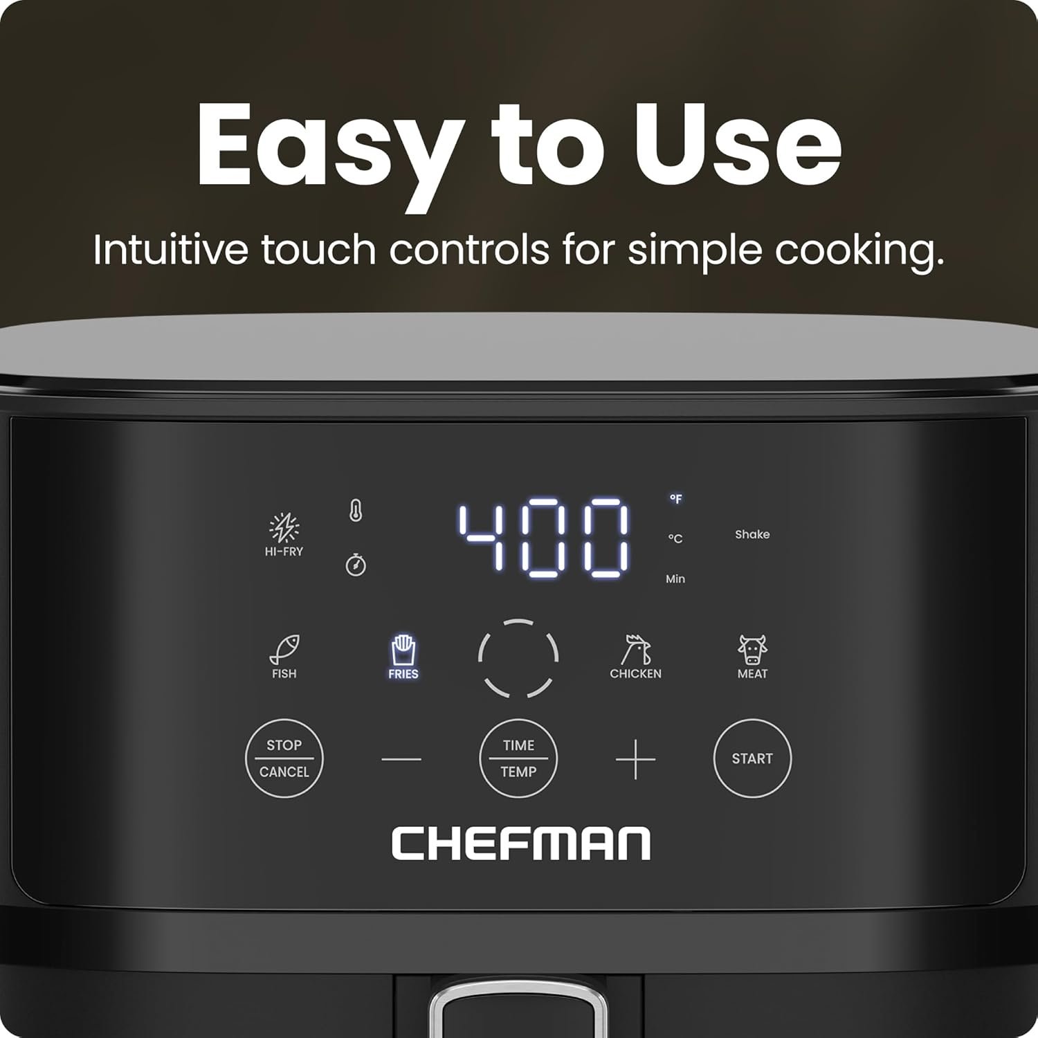 Chefman Air Fryer – 6 QT Compact Airfryer for Quick & Easy Meals in Minutes, Features Hi-Fry Technology for Extra Crisp, Touchscreen Controls with 4 Presets, Nonstick & Dishwasher Safe Basket - Black - Image 4