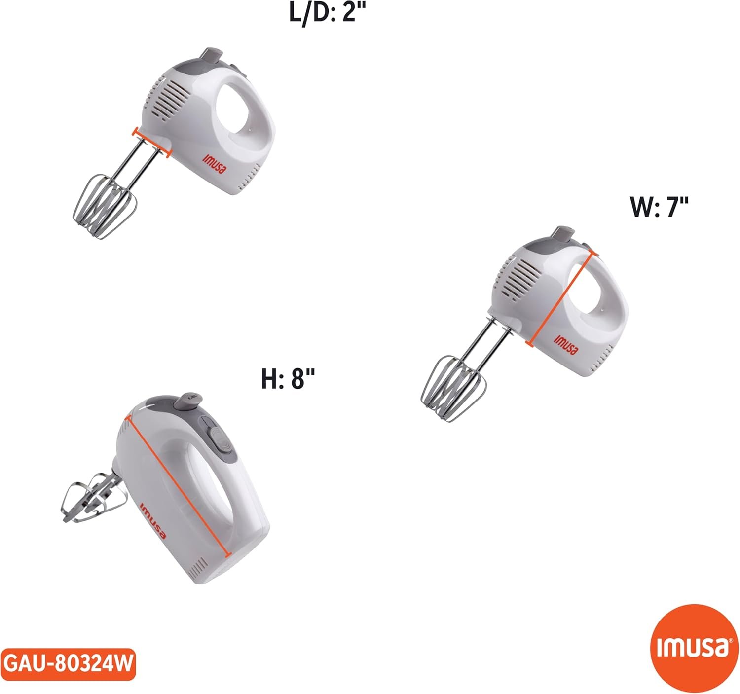 IMUSA USA Hand Mixer with Case 5-Speed ,White, Small - Image 8