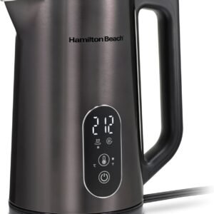Hamilton Beach Digital Temperature Control Electric Tea Kettle, Hot Water Boiler & Heater 1.7L, 5 Preset Modes + Keep Warm, Fast Boil 1500 Watts, BPA Free, Double Wall Construction, Black (40851)