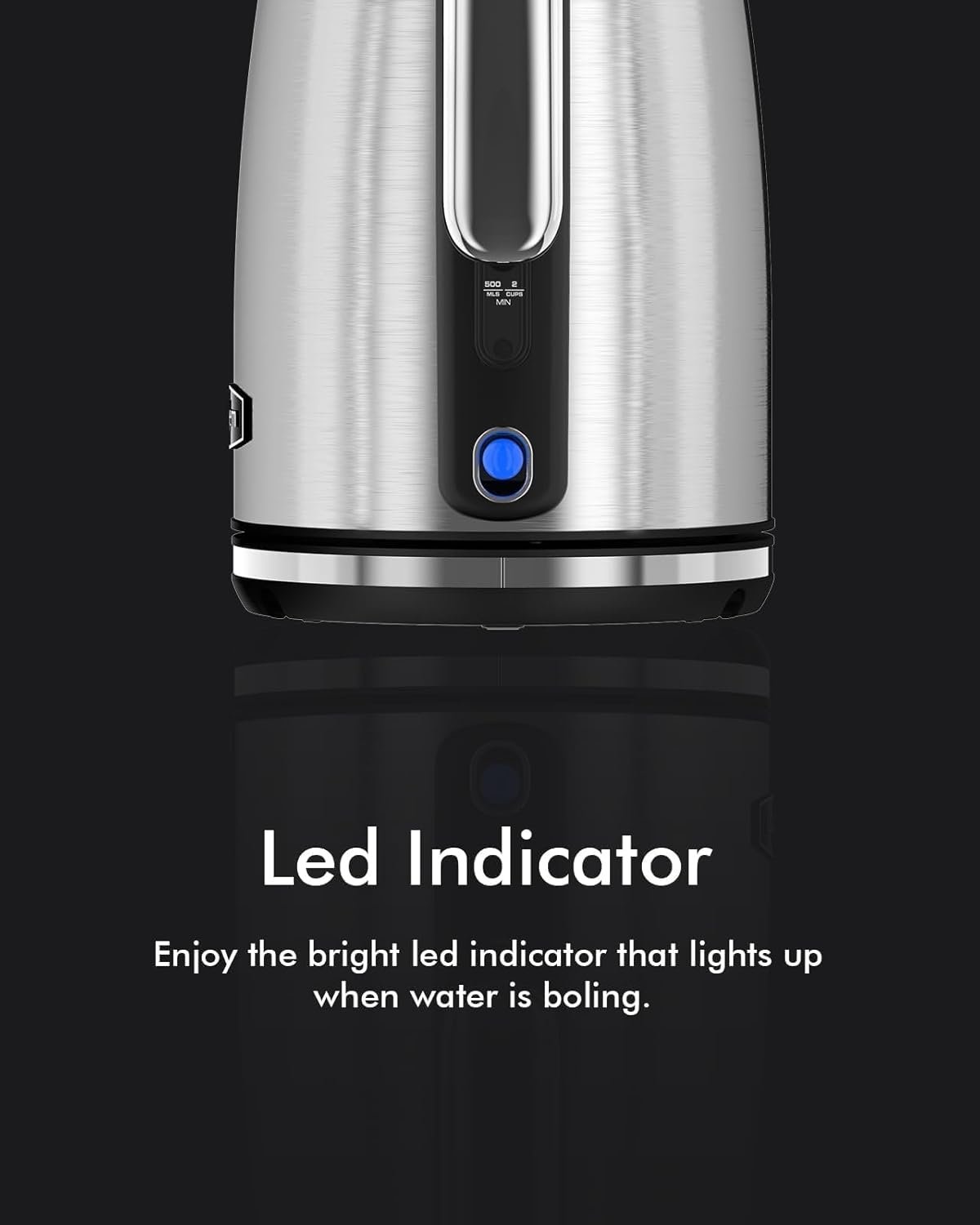 Electric Kettle Stainless Steel, 1.7L 1500W Quick Boil, Retro Style, Auto Shutoff, Boil Dry Protection with Filter & Water Gauge, Perfect for Tea, Hot Water - Image 5