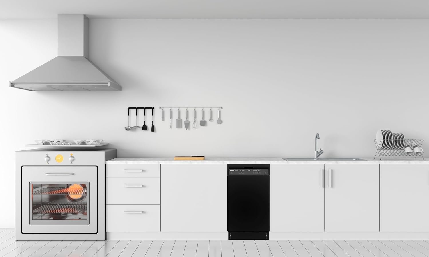 Honeywell 18 Inch Dishwasher with 8 Place settings, 6 Washing Programs, Stainless Steel Tub, UL/Energy Star- Black - Image 5