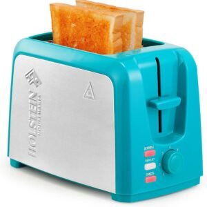 Holstein Housewares – 2-Slice Toaster with 7 Browning Control Settings, Teal/Stainless Steel – Great to Toast Bread, Bagels and Waffles
