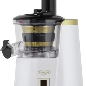 Omega Juicer Cold Press 365 Vertical 65 RPM Slow Masticating Compact Extractor for Fruits and Vegetables with 3 Stage Auger & BPA-Free Container, 150-Watts, White
