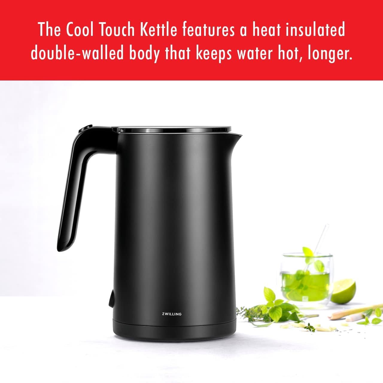 ZWILLING Enfinigy Cool Touch 1.5-Liter Electric Kettle, Cordless Tea Kettle & Hot Water, Black - Image 2