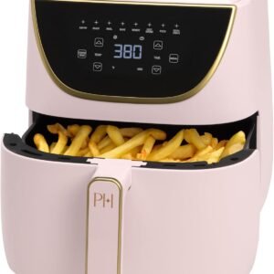 Paris Hilton Air Fryer, Large 6-Quart Capacity, Nonstick Made without PFAS, Touchscreen Display, 8-in-1 (Air Fry, Roast, Broil, Bake, Reheat, Keep Warm, Pizza, Dehydrate), Dishwasher Safe, Pink