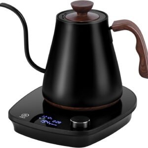 Gooseneck Electric Kettle, Intelligent Temperature Control, Stainless Steel Inner, Quick Heating, for Pour Over Coffee, Brew Tea, Boil Hot Water, 1000W 0.9L Black