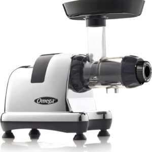 Omega Cold Press Juicer Machine, Vegetable and Fruit Juice Extractor and Nutrition System Makes Nut Milks Baby Food and Sorbets, Triple-Stage 80-RPM Slow Masticating Juicer, 200-Watts, Chrome