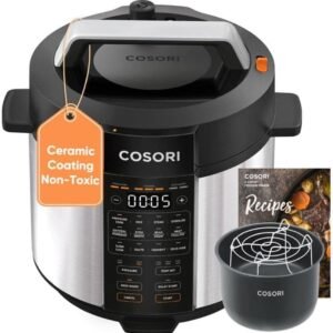COSORI Pressure Cooker 6 qt, 9-in-1 Instant Multi Kitchen Appliances, Safer Venting Design, Rice Cooker, Slow Cooking Pot, Sous Vide, Saute Pot, 1100W, Stainless Steel