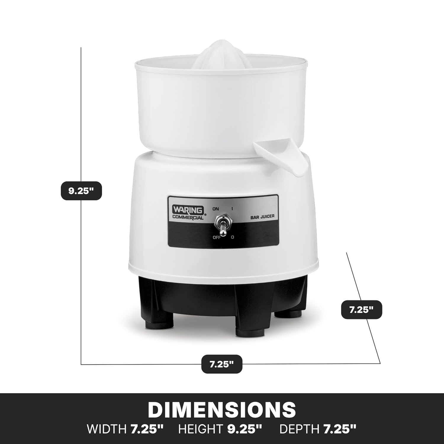 Waring Commercial BJ120C Compact Citrus Juicer, 120V, 5-15 Phase Plug,White, 34 Ounce - Image 3