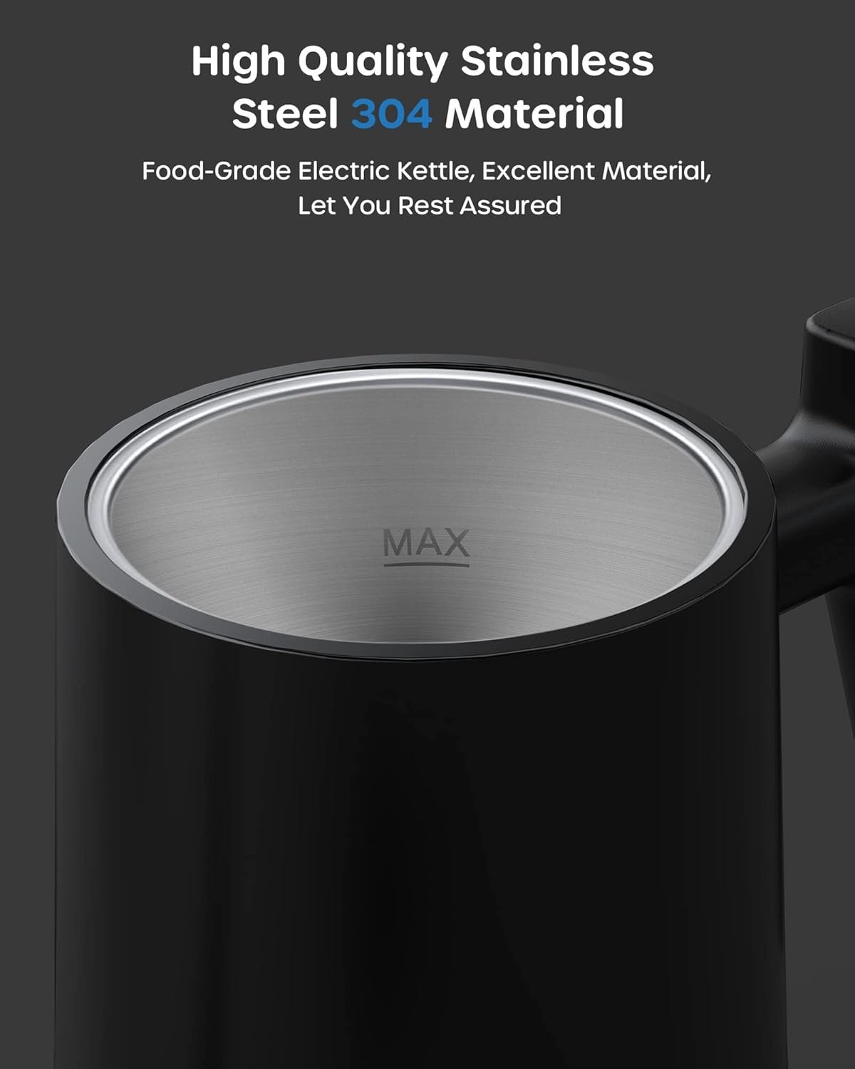 Ecowell WMTS01 Gooseneck Electric Kettle, 0.8L Stainless Steel Electric Tea Kettle with ±1℉ Precision Temperature Control, 1200W Fast Boiling Water Kettle with Auto Shut-Off & Keep Warm, Matte Black - Image 4