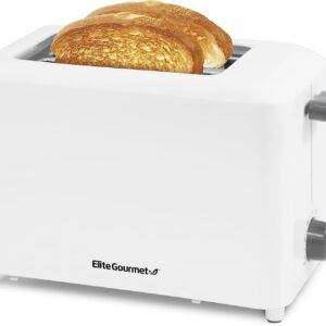 Elite Gourmet ECT-1027 Cool Touch Toaster, 7 Toast Settings Cancel Functions, Slide Out Crumb Tray, Extra Wide 1.5″ Slots for Bagels Waffles Specialty Breads, Puff Pastry, Snacks, White
