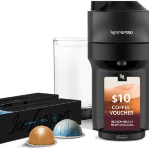Nespresso Vertuo Pop+ Cold Value Added Bundle with Iced Coffee Tumbler by De’Longhi, Liquorice Black