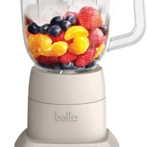 bella 10 Speed Countertop Blender, Juicer & Smoothie Maker, Fits-anywhere™ Kitchenware, Slim Flip & Store Design, Dishwasher Safe 48oz Capacity Pitcher & Lid, Stainless Steel Blade, 450 Watt, Oatmilk
