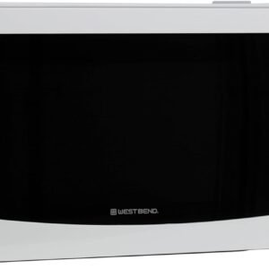 West Bend WBMW110W Microwave Oven 1000-Watts Compact with 6 Pre Cooking Settings, Time and Weight Defrost, Electronic Control Panel and Glass Turntable, White