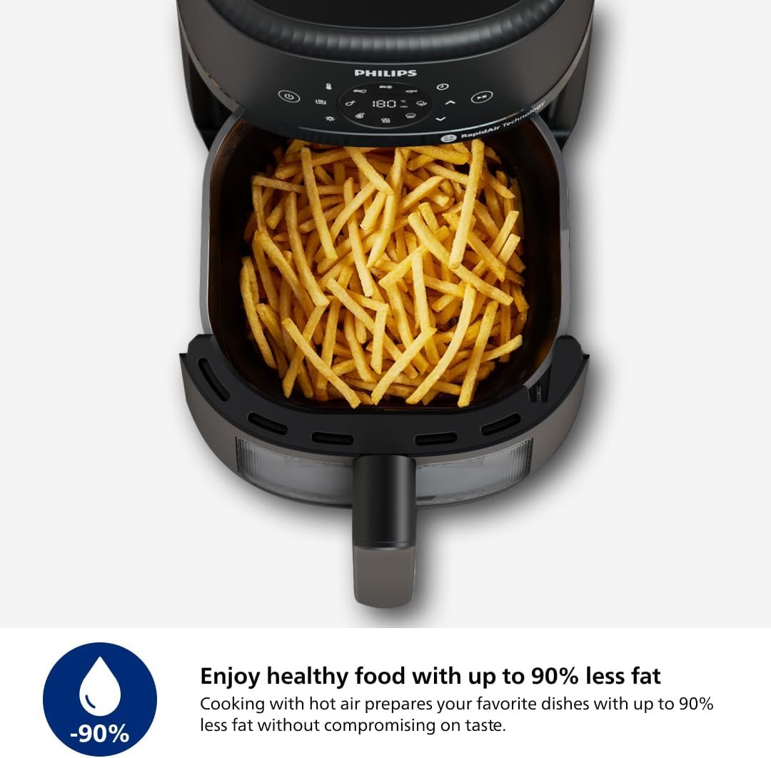 Philips 2000 Series Airfryer - 4.4 qt (4.2 l) Pan, 13 Cooking Functions, RapidAir Technology, Healthy Cooking with 90% Less Fat, Efficient & Fast (NA220/00), 9.8 pounds weight - Image 7