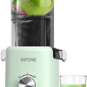 SiFENE Masticating Juicer Machines, 4.3 Inch Large Feed Chute, High Juice Yield Cold Press Juicer for Whole Fruits and Vegetables, Easy to Clean, Green