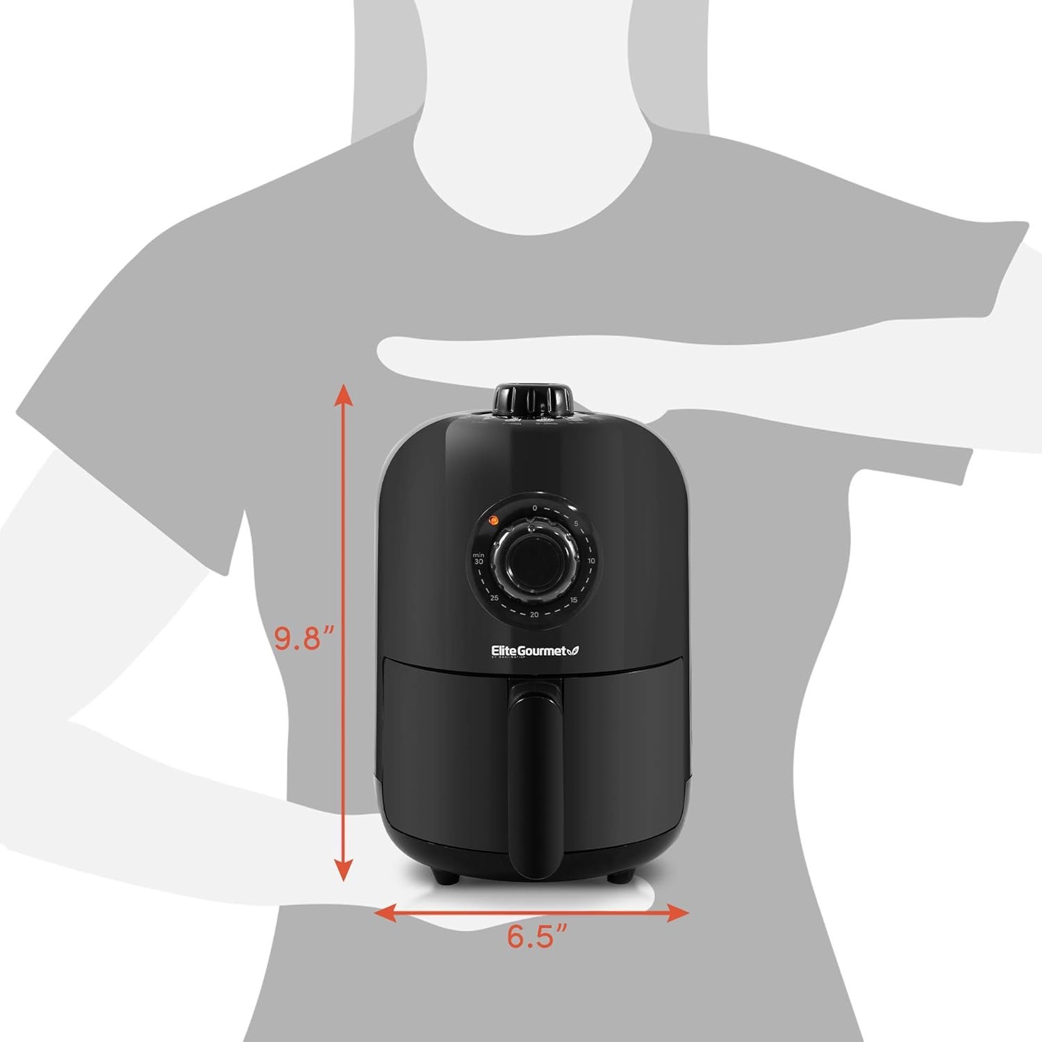 Elite Gourmet EAF-1121X Personal 1.1 Qt. Compact Space Saving Electric Hot Air Fryer Oil-Less Healthy Cooker, Timer & Temperature Controls, 1000W Black - Image 8