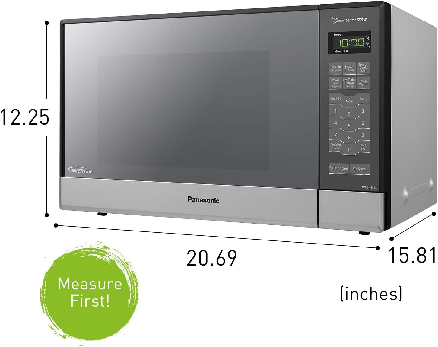 Panasonic Microwave Oven NN-SN686S Stainless Steel Countertop/Built-In with Inverter Technology and Genius Sensor, 1.2 Cubic Foot, 1200W - Image 3
