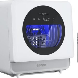 Silonn Portable Countertop Dishwasher with App Control, Mini Dishwasher with 5L Water Tank for Apartments/RVs No Hookup Needed, Dish washer with 8 Wash Programs 4 Place Settings Auto Air Dry