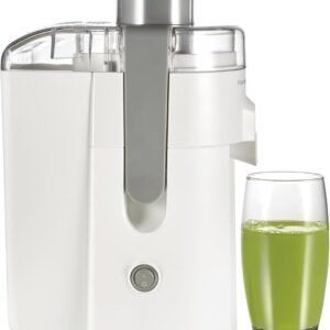Hamilton Beach HealthSmart Juicer Machine, Compact Centrifugal Extractor, 2.4” Feed Chute for Fruits and Vegetables, Easy to Clean, BPA Free, 400W, White (67501)