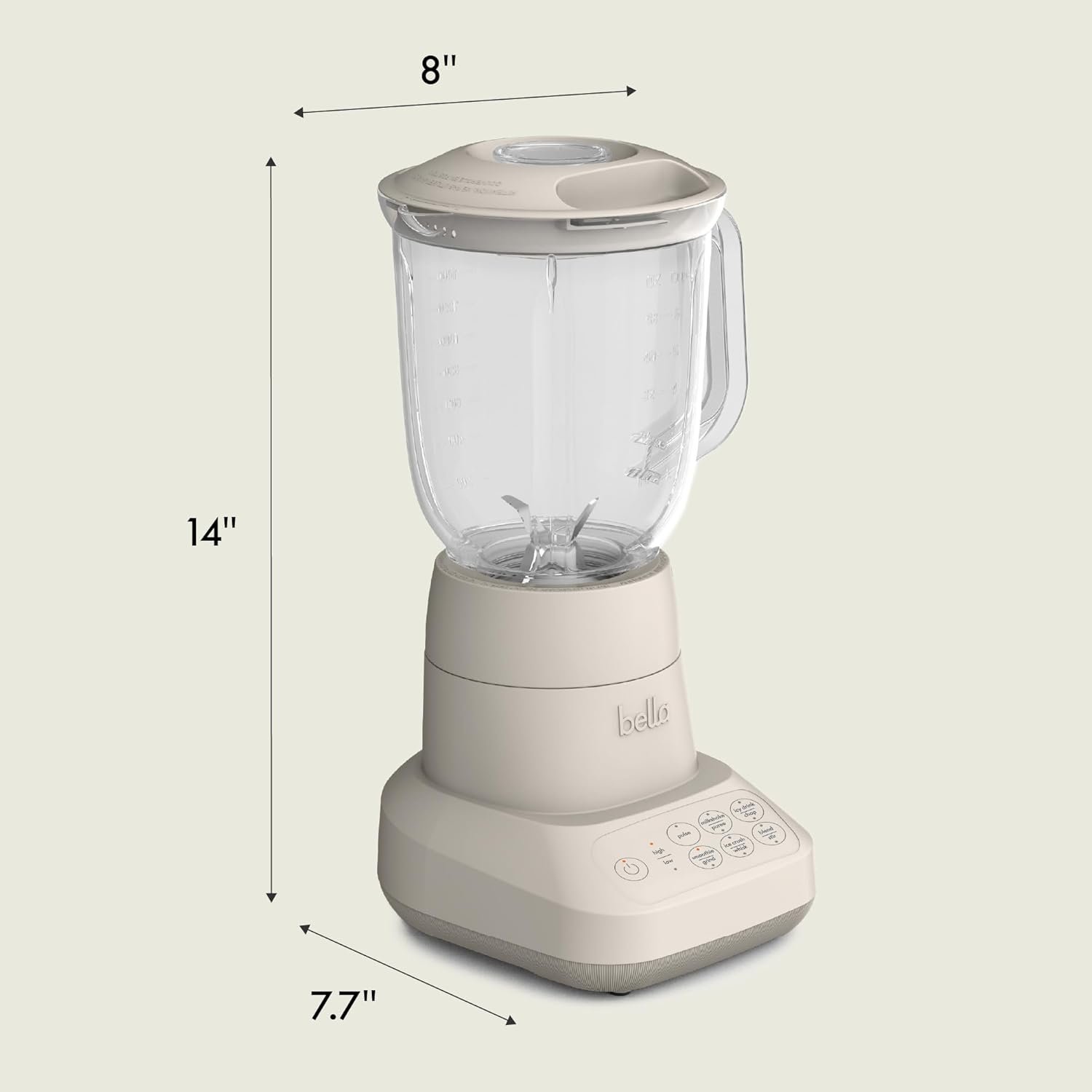 bella 10 Speed Countertop Blender, Juicer & Smoothie Maker, Fits-anywhere™ Kitchenware, Slim Flip & Store Design, Dishwasher Safe 48oz Capacity Pitcher & Lid, Stainless Steel Blade, 450 Watt, Oatmilk - Image 8