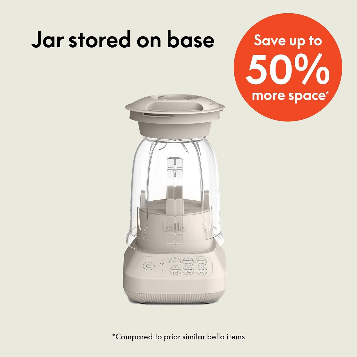 bella 10 Speed Countertop Blender, Juicer & Smoothie Maker, Fits-anywhere™ Kitchenware, Slim Flip & Store Design, Dishwasher Safe 48oz Capacity Pitcher & Lid, Stainless Steel Blade, 450 Watt, Oatmilk - Image 2