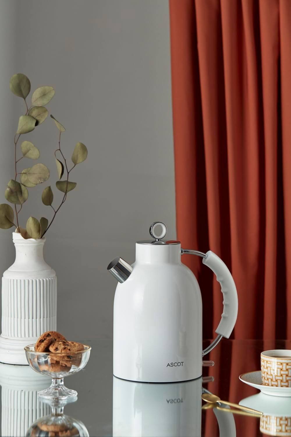 ASCOT Electric Kettle, Stainless Steel Electric Tea Kettle Gifts for Men/Women/Family 1.5L 1500W Retro Tea Heater & Hot Water Boiler, Auto Shut-Off and Boil-Dry Protection (White) - Image 7