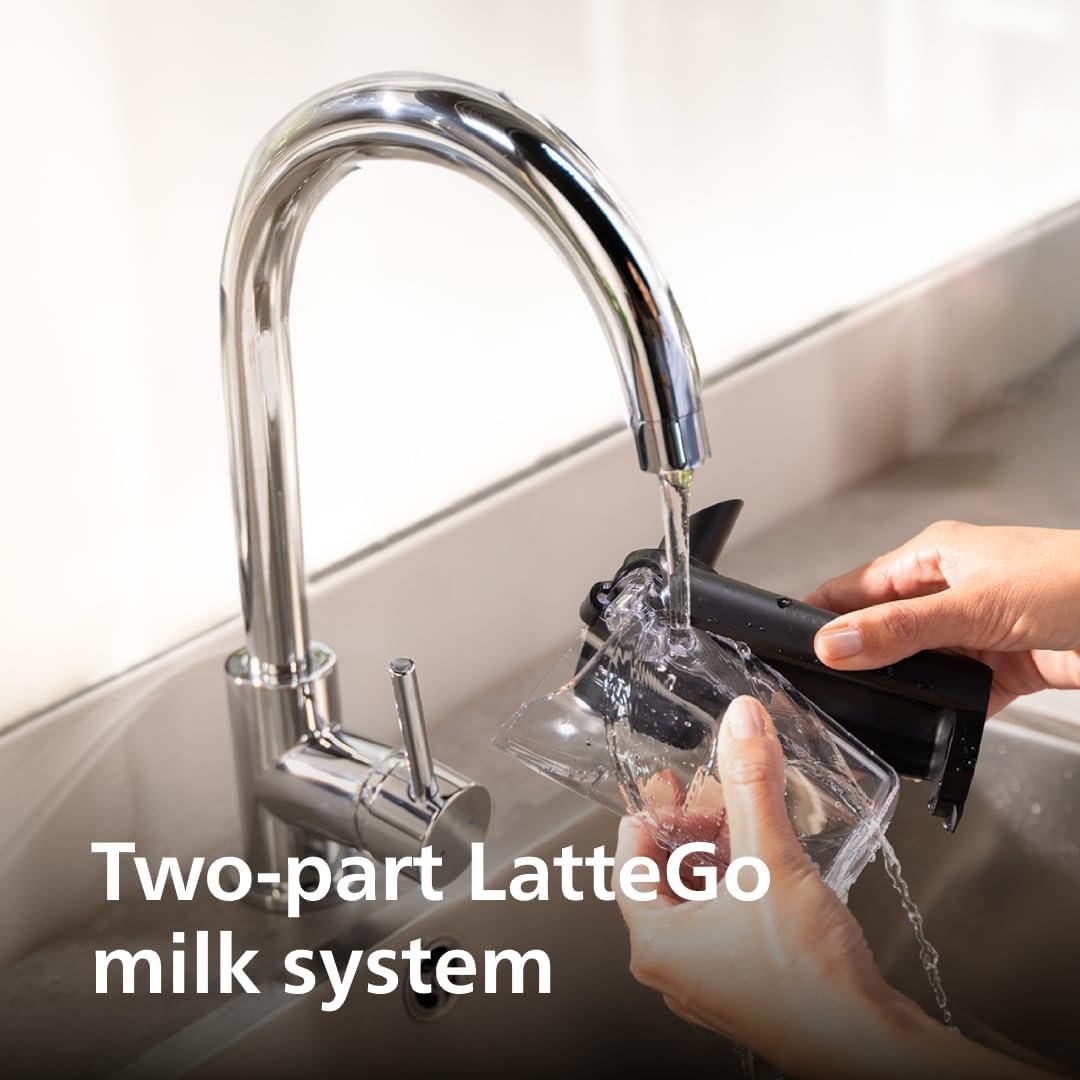 PHILIPS 4400 Series Fully Automatic Espresso Machine – 12 Hot & Iced Coffees, Quick-to-Clean LatteGo Milk System, SilentBrew, QuickStart, Ceramic Grinder, Black Chrome (EP4444/90) - Image 9