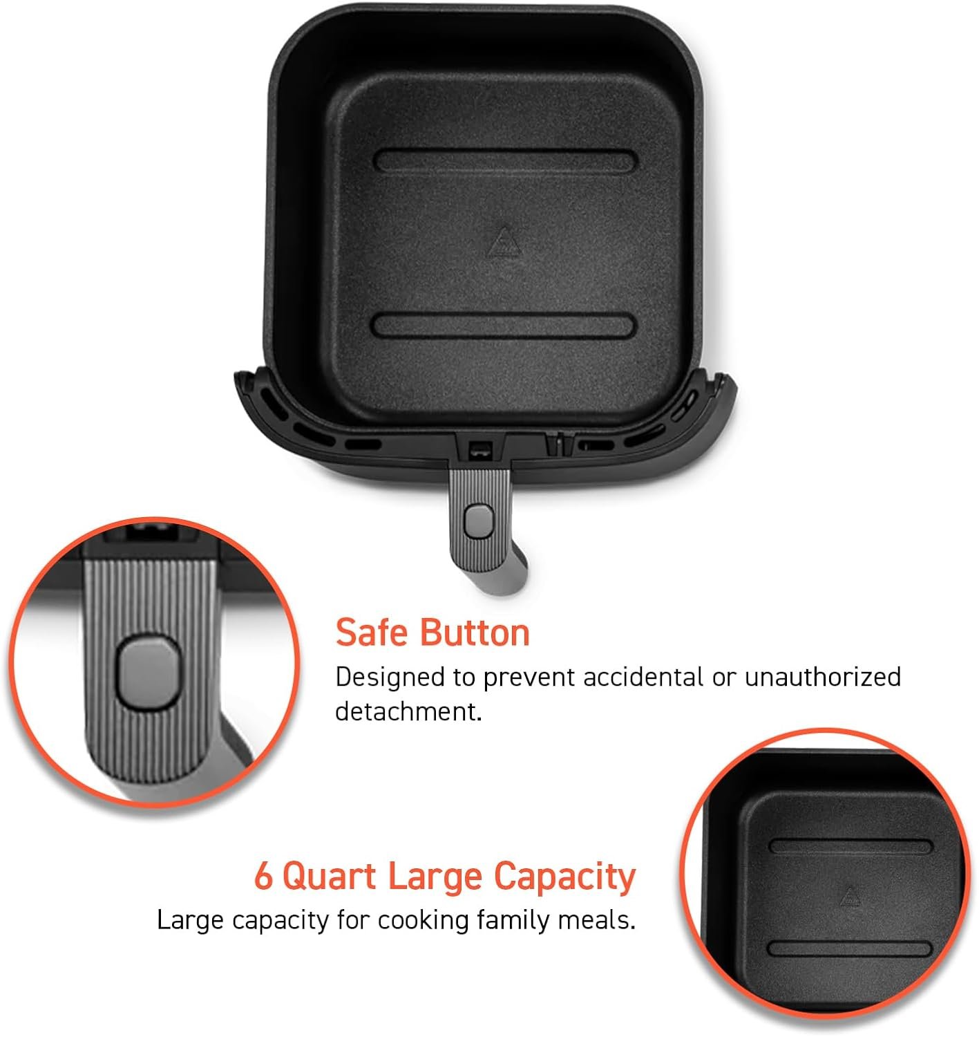 COSORI Turboblaze 6Qt Air Fryer Original Basket, Replacement Accessories for CAF-DC601-KUS Air Fryer, Non-Stick, Dishwasher-Safe, CRP-DC601RB-KUS, Dark Grey - Image 3